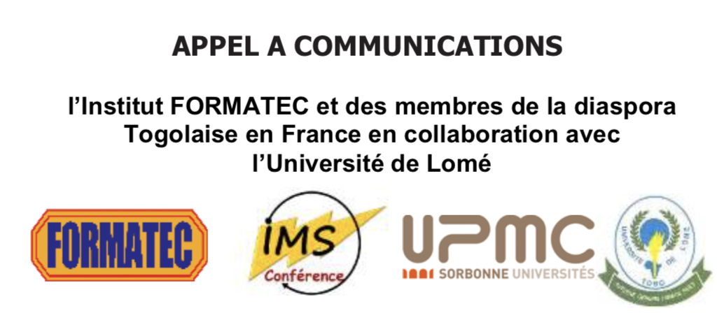 APPEL A COMMUNICATIONS l’Institut FORMATEC et des membres de la diaspora Togolaise en France en collaboration avec l’Université de Lomé
